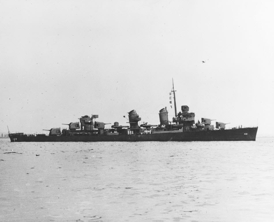 Censored picture of USS Nicholas (DD-449), 1942 