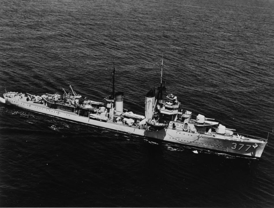 USS Perkins (DD-377) from above, 1938 