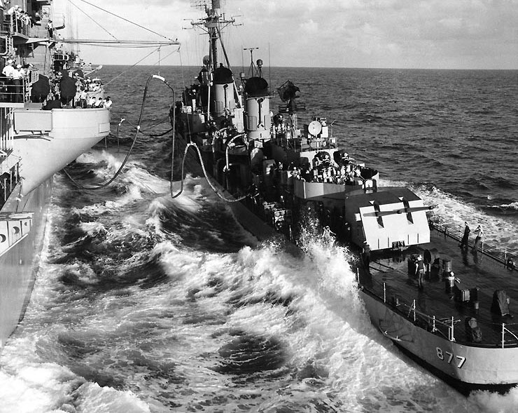 USS Perkins (DD-877) refuels from Yorktown (CVA-10) 