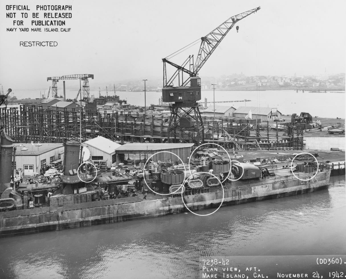 Stern of USS Phelps (DD-360), Mare Island, 1942 