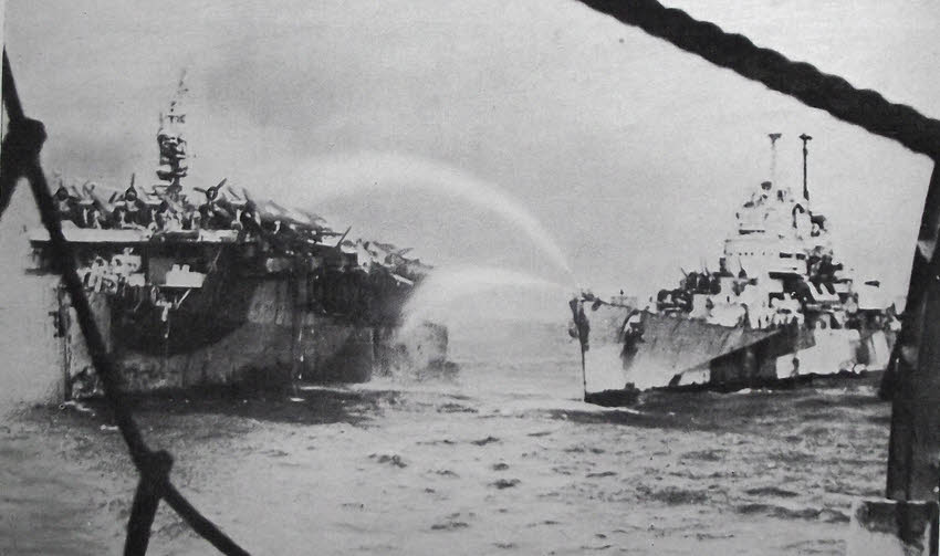 USS Birmingham fighting fires on USS Princeton 