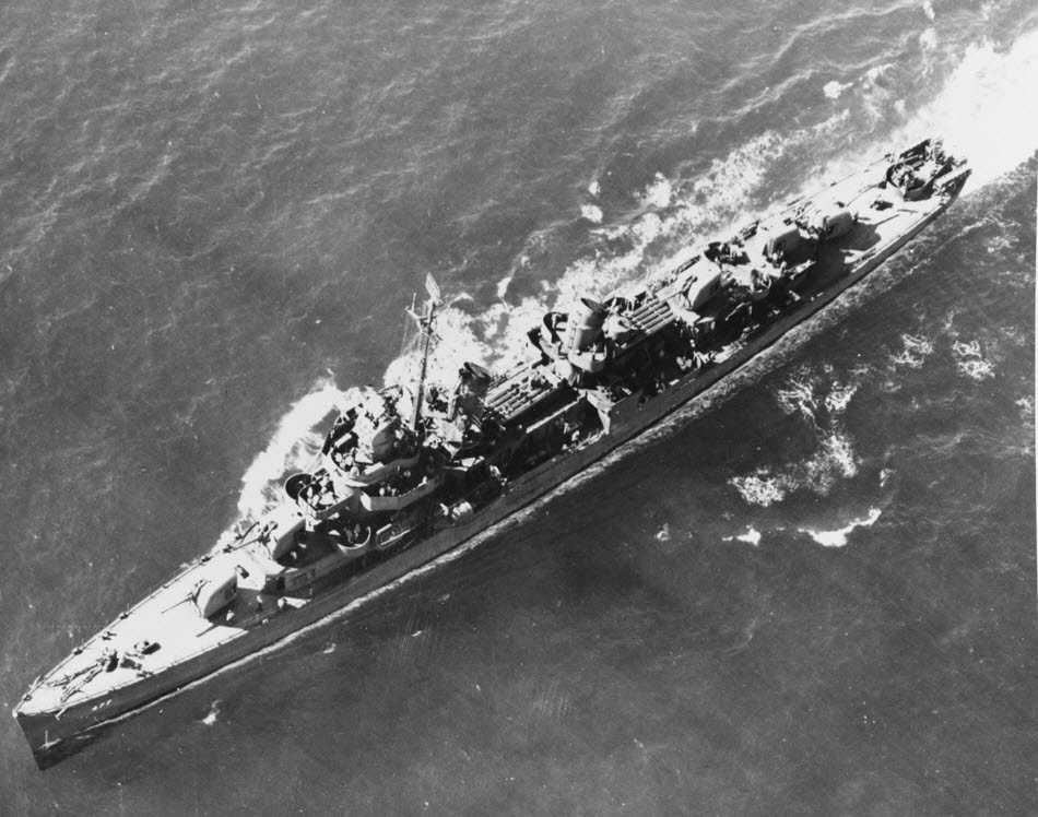 USS Pringle (DD-477) from above, Pearl Harbor, c.1943 
