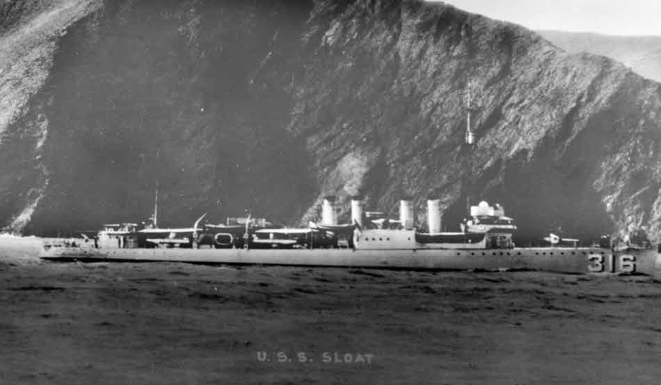 USS Sloat (DD-316) against Mountains 