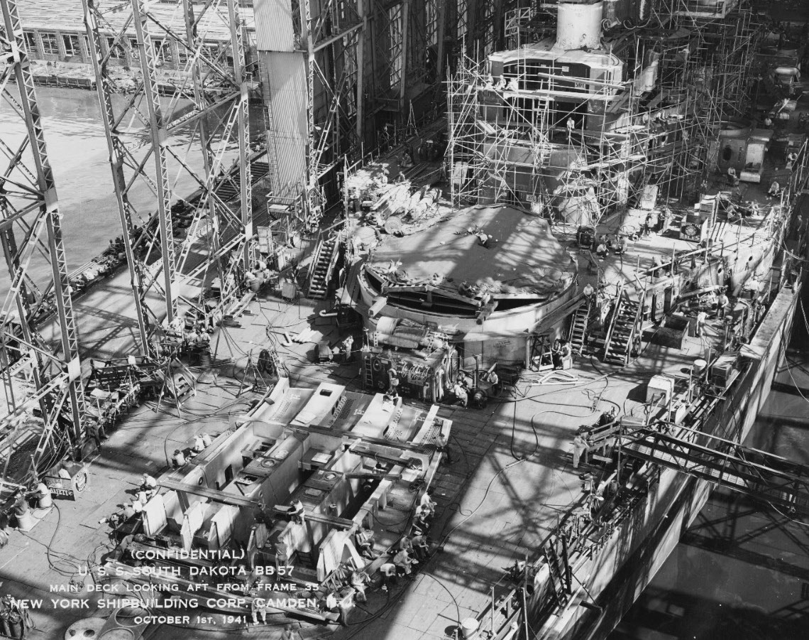 USS South Dakota (BB-57) being fitted out 