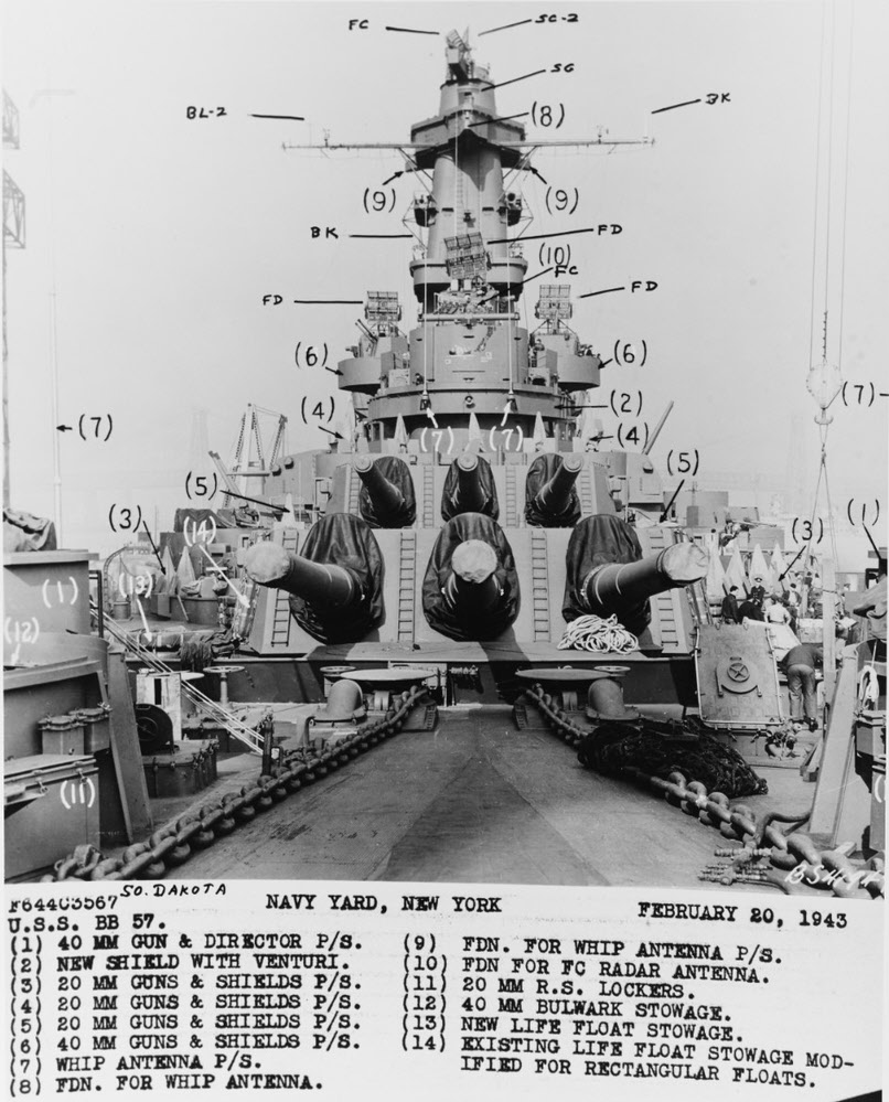 USS Washington (BB-56) with notes 