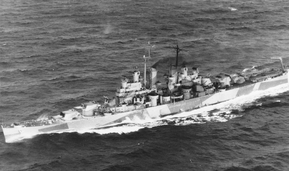 USS Springfield (CL-66) off Boston, 6 January 1945 