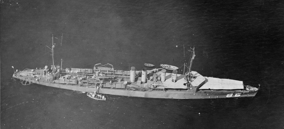 USS Stevens (DD-86) from above, 1919 