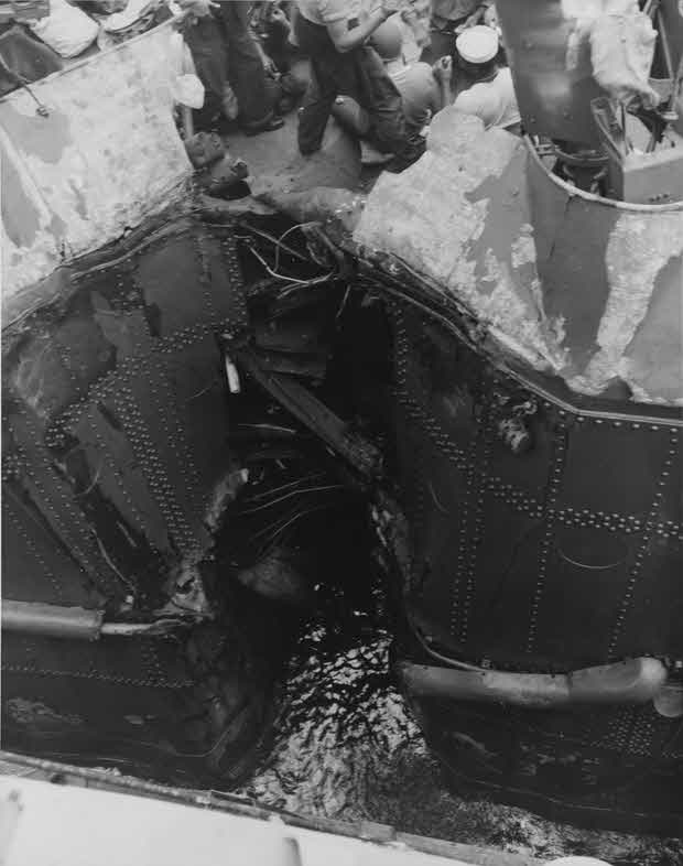 Collision Damage to USS Thornton (AVD-11) 