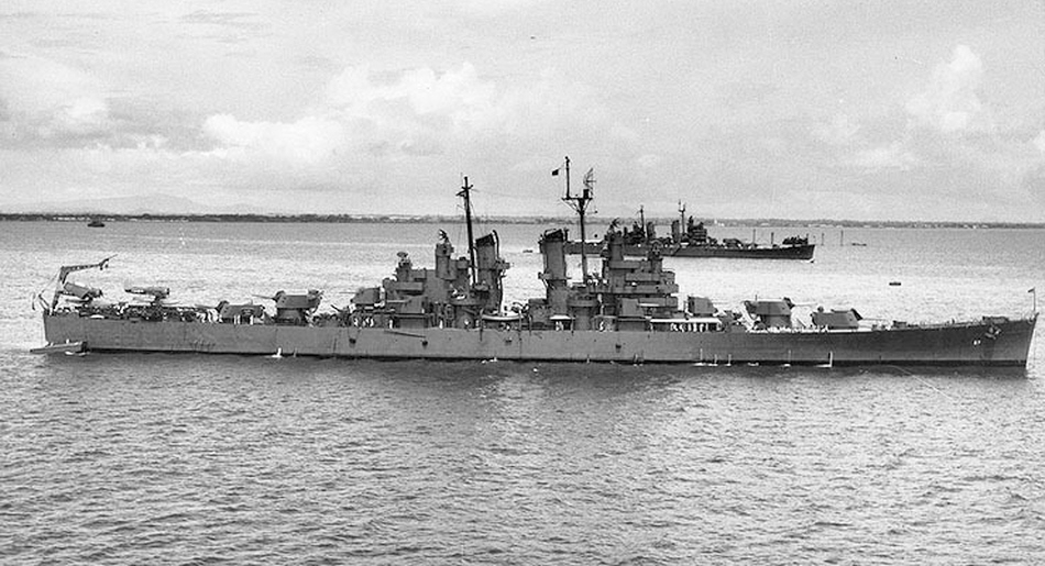 USS Topeka (CL-67) in Manila Bay, July 1946 