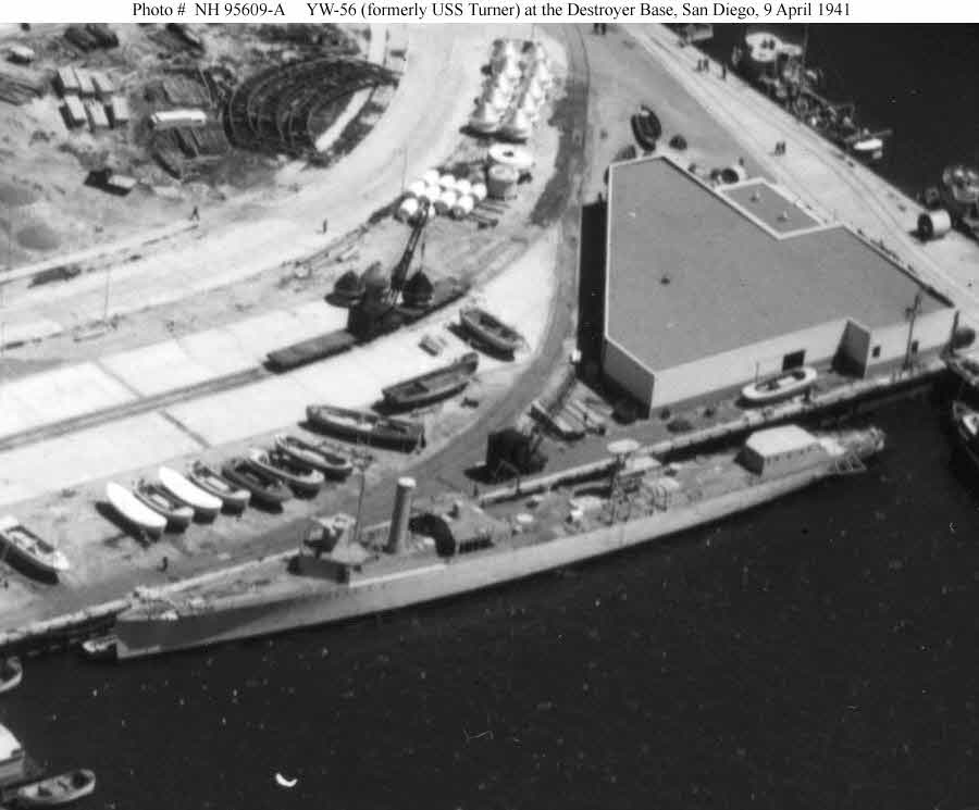 USS Turner (DD-259) as the Water Barge YW-56 