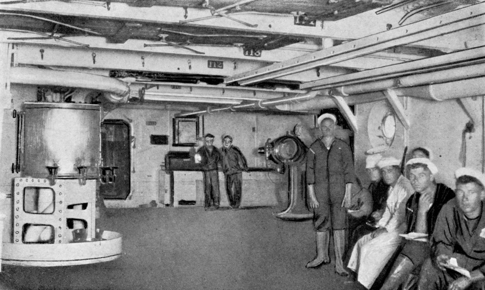 Enlisted men on gun deck, USS Utah (BB-31) 