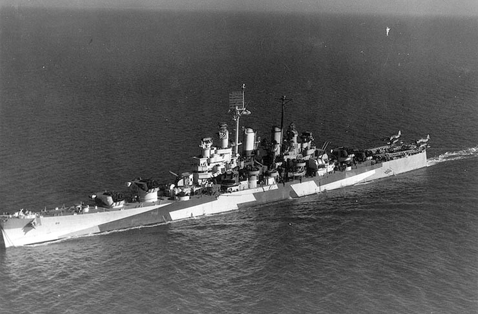 USS Vicksburg (CL-86) off US East Coast, 17 October 1944 