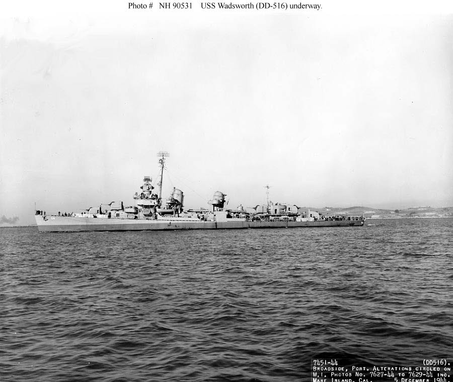 USS Wadsworth (DD-516), Mare Island, 1944 