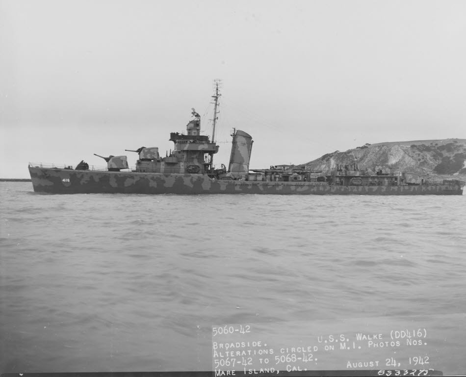 USS Walke (DD-416) off Mare Island Navy Yard, 1942 