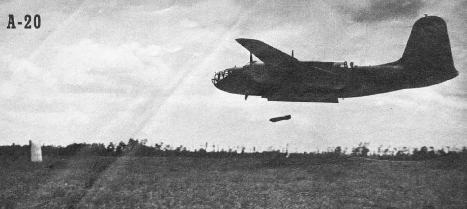 Douglas A-20 Havoc practising skip bombing 