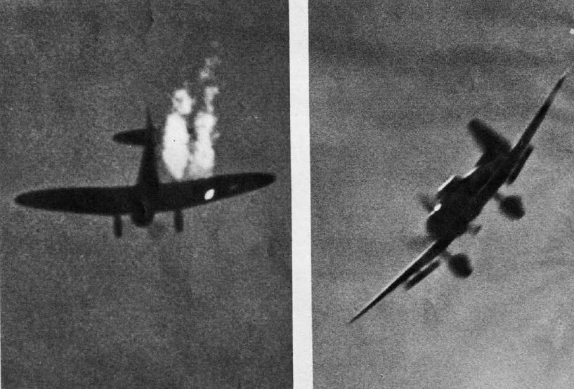 Two views of Aichi D3A 'Val' in flight 