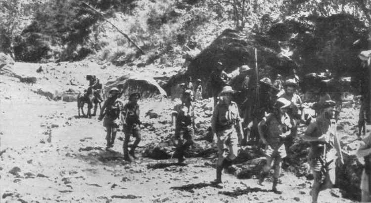 Australian patrol enters the jungle, New Guinea 