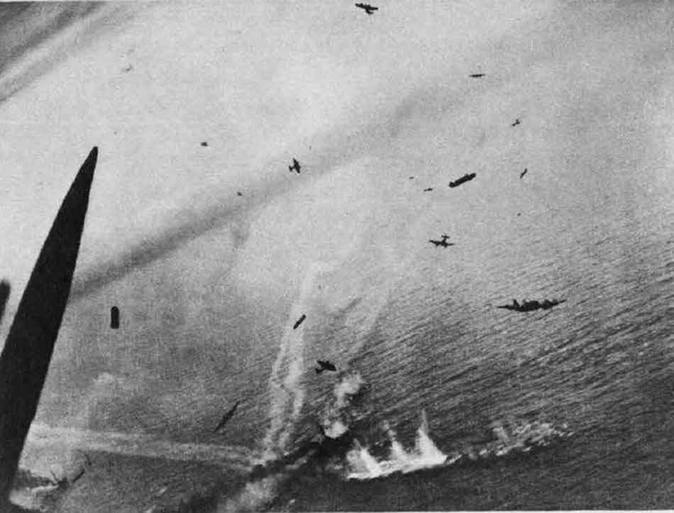Twelve Beaufighters attack a Minesweeper 
