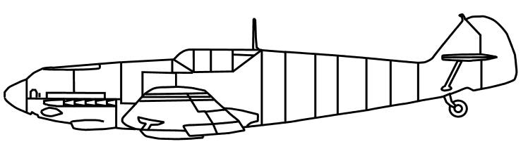 Side plan of the Messerschmitt Bf 109E-4 