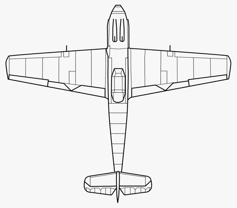 Side plan of the Messerschmitt Bf 109E-4 