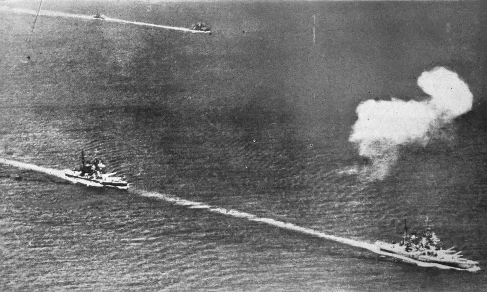 British Pacific Fleet bombarding Miyako Jima 