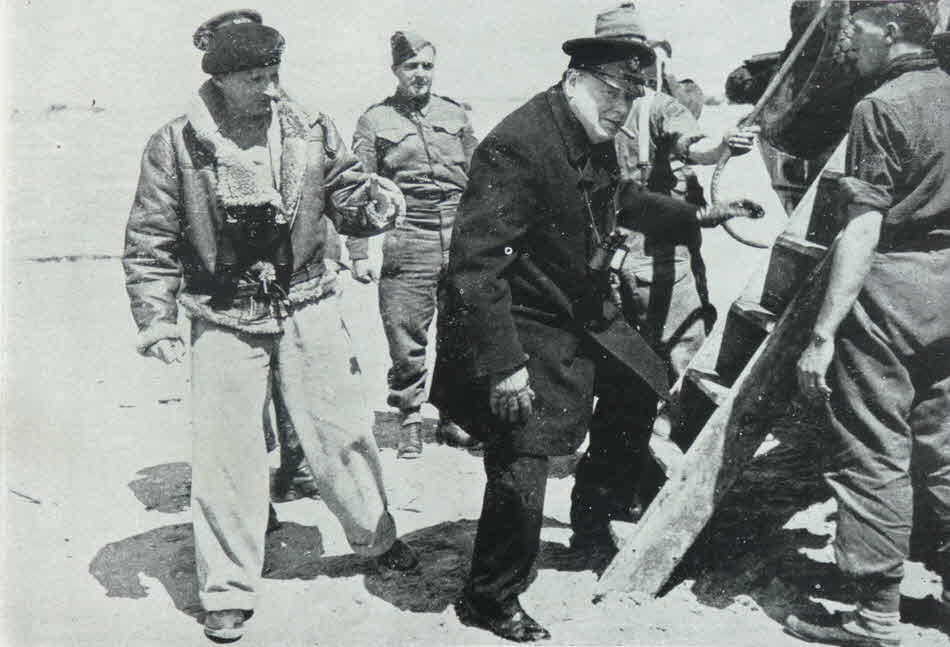 Churchill arrives in Normandy 