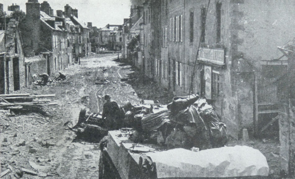 Street in Coutances after Operation Cobra 