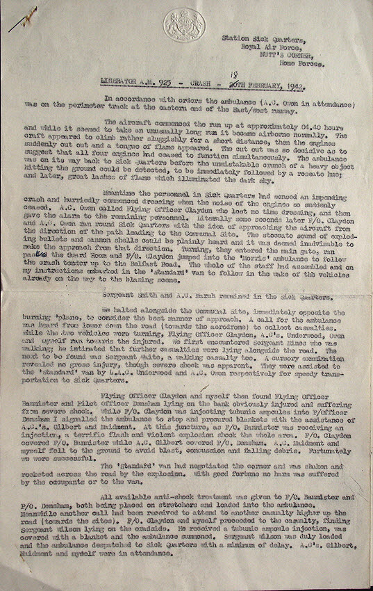 Crash Report Libertor A.N.925, 18 February 1942 (2 of 3) 