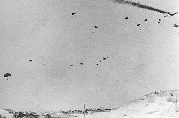 Ju-52s dropping paratroopers during the invasion of Crete