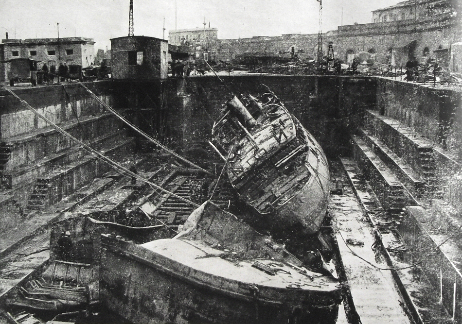 Damaged Dry Dock at Naples, 1944 