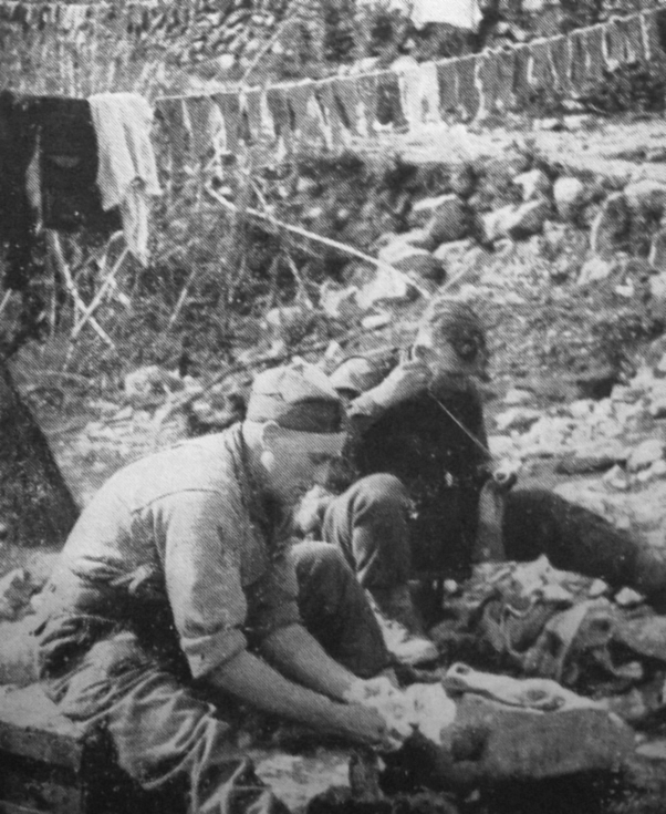 Darning Socks, Fifth Army Front, Italy 1944 