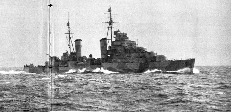 Dido Class Cruiser bombarding Libyan Coast 