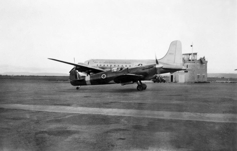 Douglas C-54 and Spitfire at Mombasa 