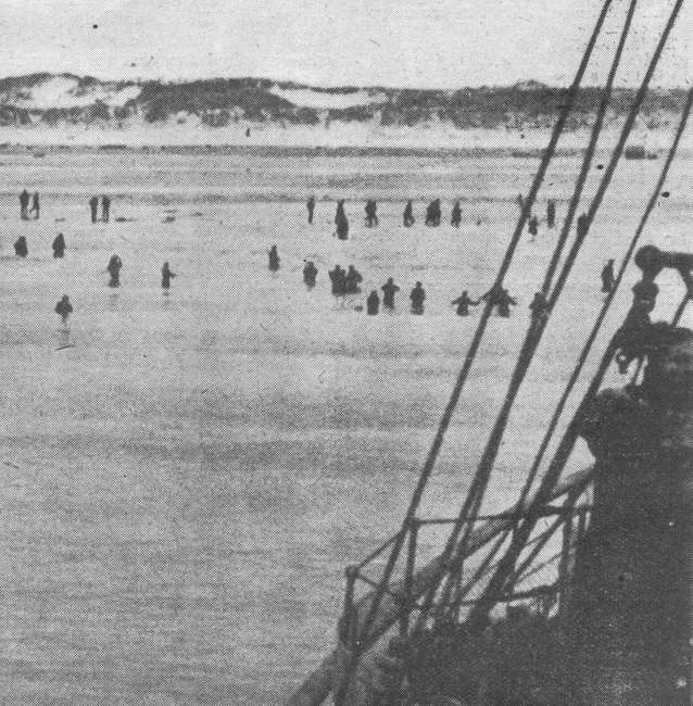 Wading out to sea at Dunkirk, 1940