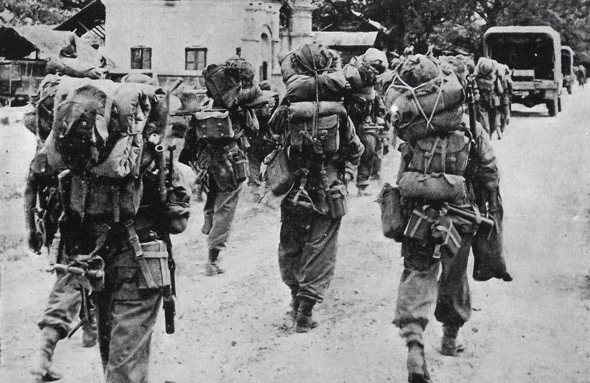 East Yorkshire Regiment approaching Rangoon 