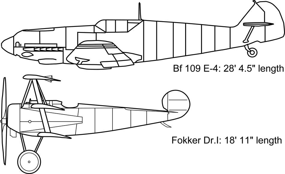 Fokker Dr. I and Messerschmitt Bf 109