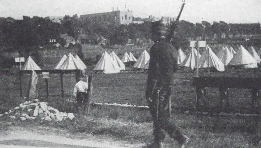 French soldier guards a British camp at Boulogne, 1914 