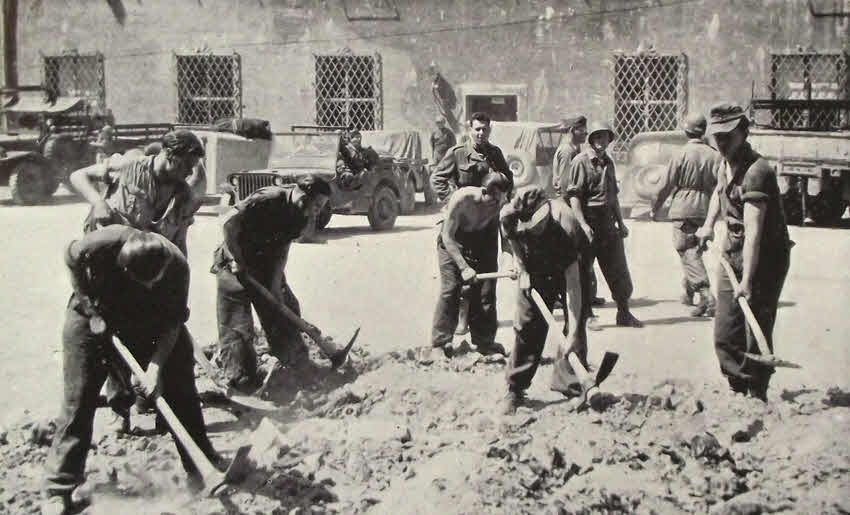German POWs clearing the streets of Berchtesgaden 