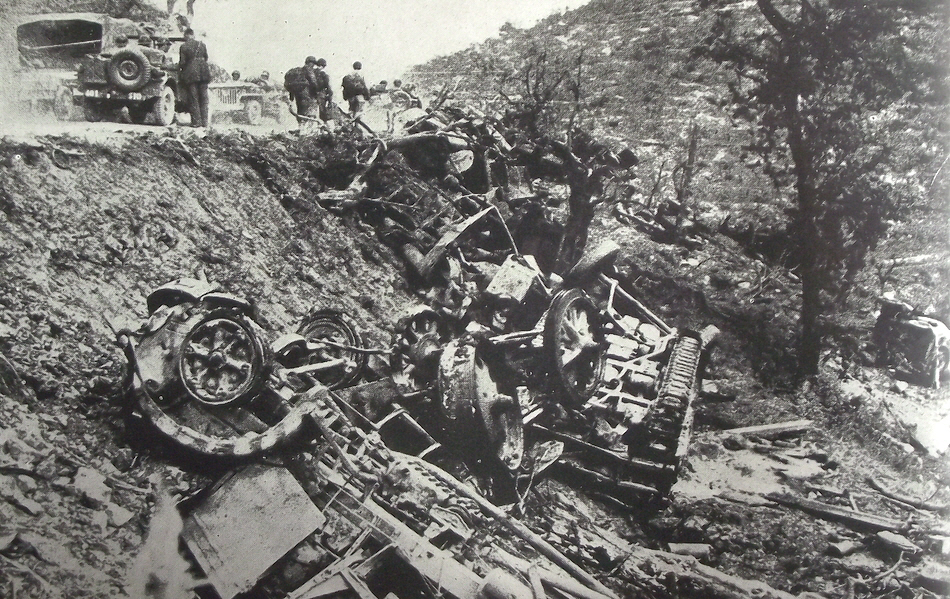 Destroyed German Convoy leaving Esperia 