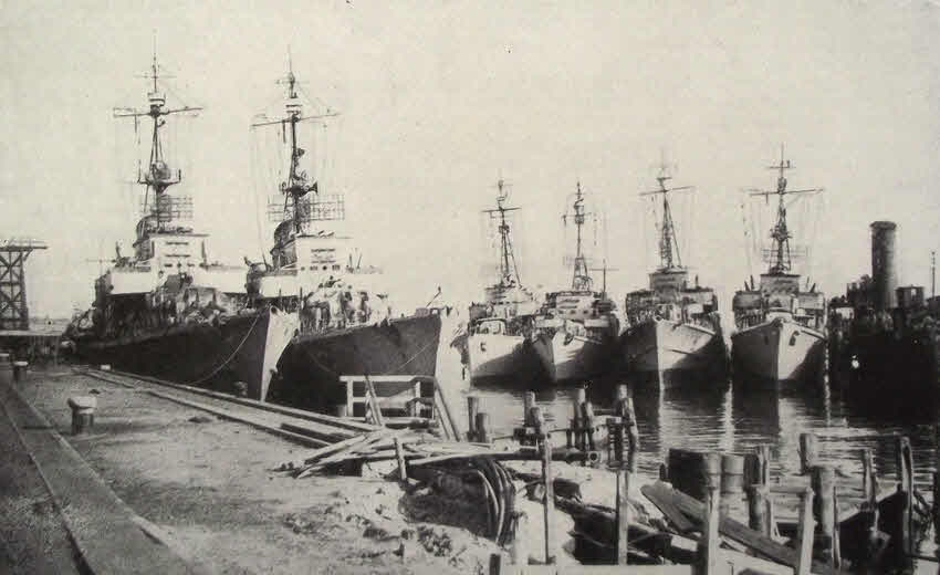 Surviving German Destroyers at Kiel, 1945 