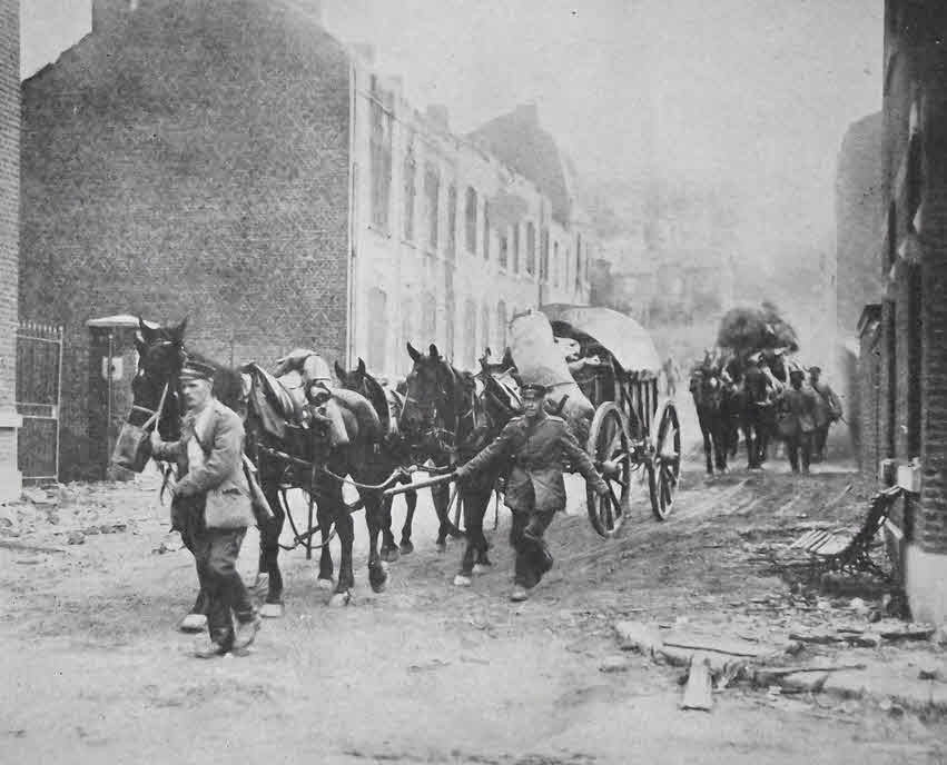 German Forage Wagons in Belgium, 1914 