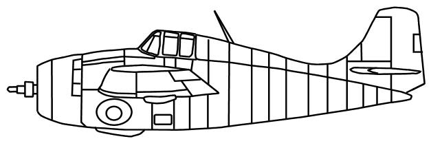 Grumman F4F-3 Wildcat side plan