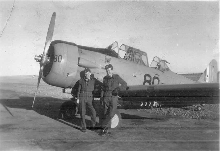 Muldownie and Milligan in front of North American Harvard 