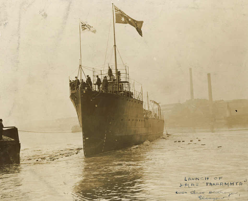 HMAS Parramatta being launched, Glasgow, 1910 