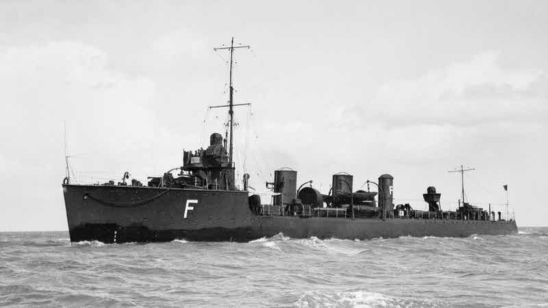 HMS Afridi from the left 