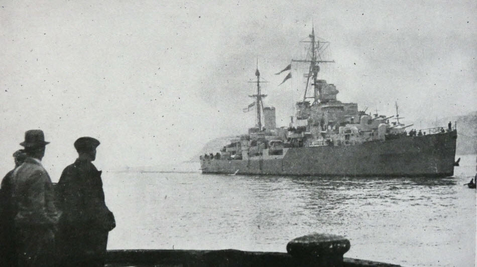 HMS Black Prince after Normandy bombardments 