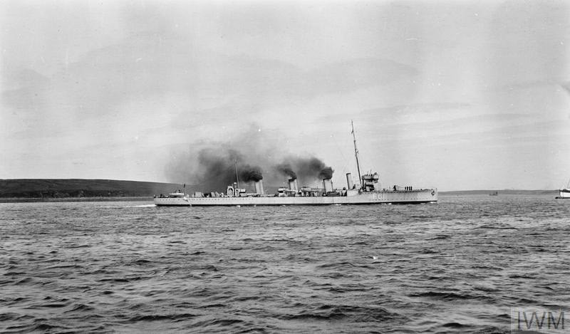 HMS Botha leaving Scapa Flow, 1917 