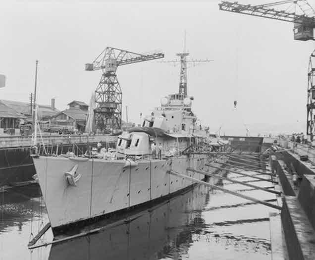 HMS Comus at Kure, 1950 