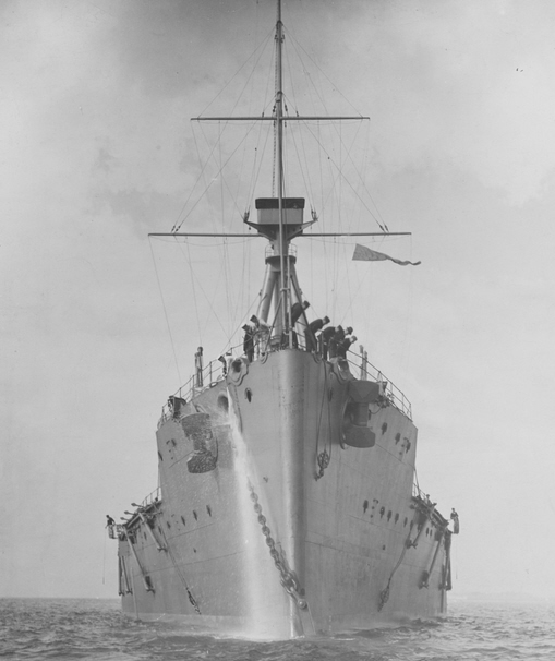 Front view of HMS Dreadnought 