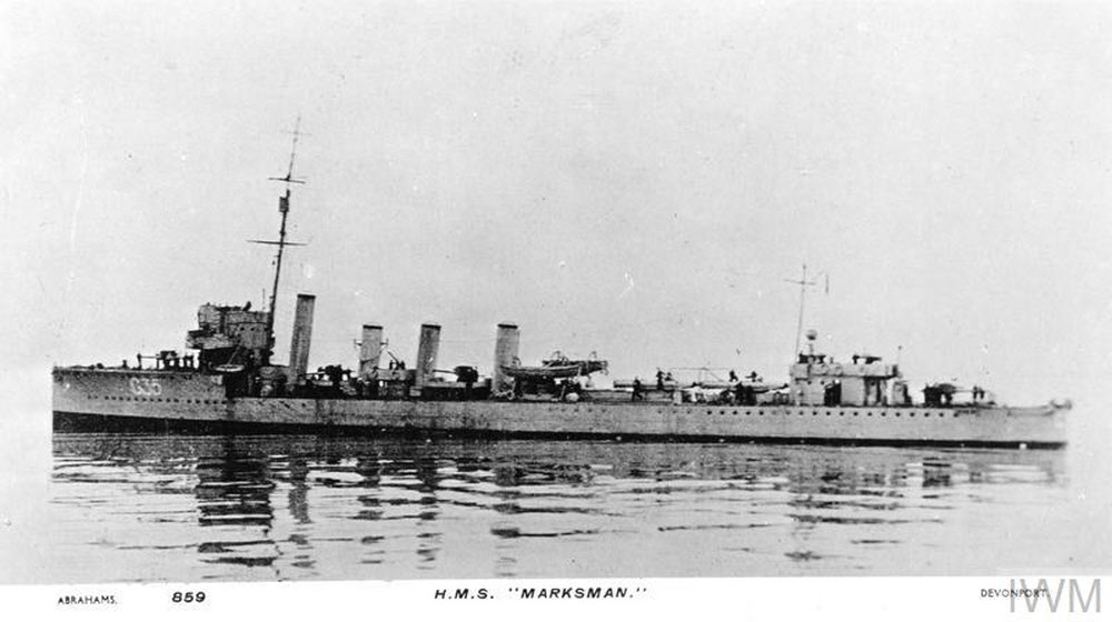 HMS Marksman from the left